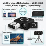 Mini Portable LED Projector — Wi-Fi, HDMI & USB, 1080p Support, Tripod-Ready