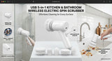USB 5-in-1 Kitchen & Bathroom Wireless Electric Spin Scrubber